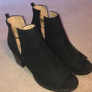 Black open toed booties